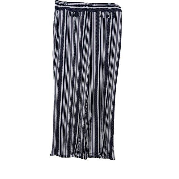 Black & White Striped Wide Leg Pants L Robert Louis 92% Polyester 8% Spandex - Picture 1 of 11